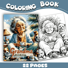 Whimsical Grandma & Dog Adult Coloring Book - Perfect Christmas Gift