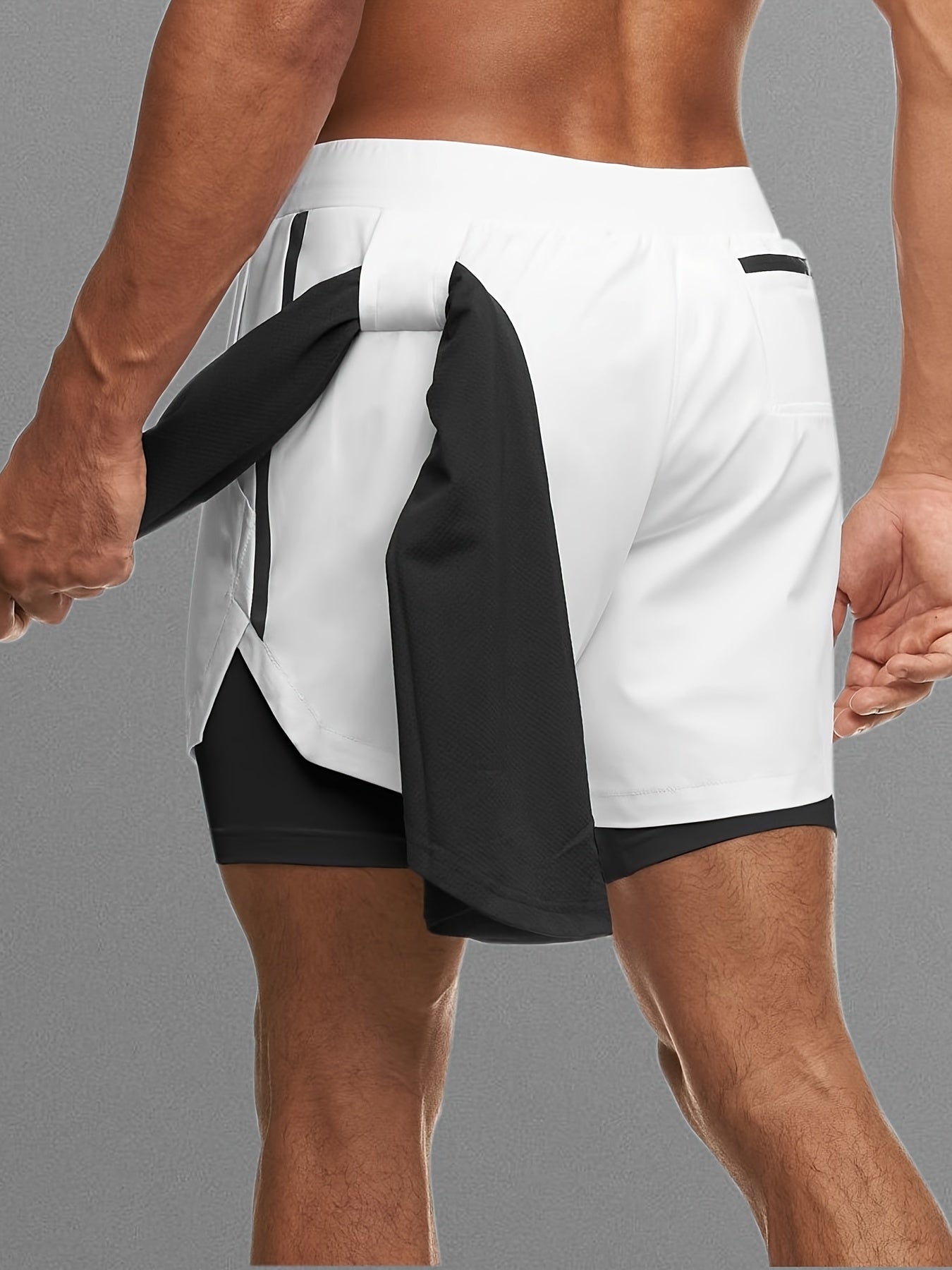 Double Layer Shorts Men's Stretch Sports Shorts For Gym Workout