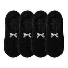4 Pairs Fuzzy Short Socks Variety, Comfortable Anti Slip Ankle Socks Women's Sto