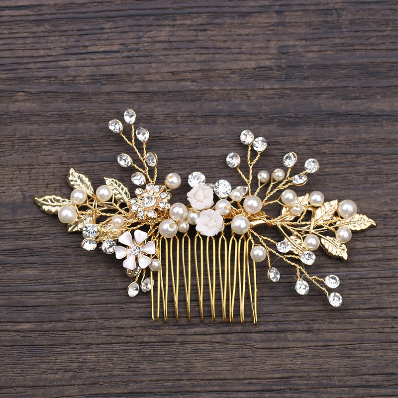 Golden Leaf Hair Comb Wedding Hair Jewelry Bridal Accessories