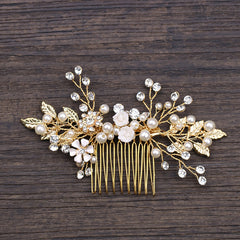 Golden Leaf Hair Comb Wedding Hair Jewelry Bridal Accessories