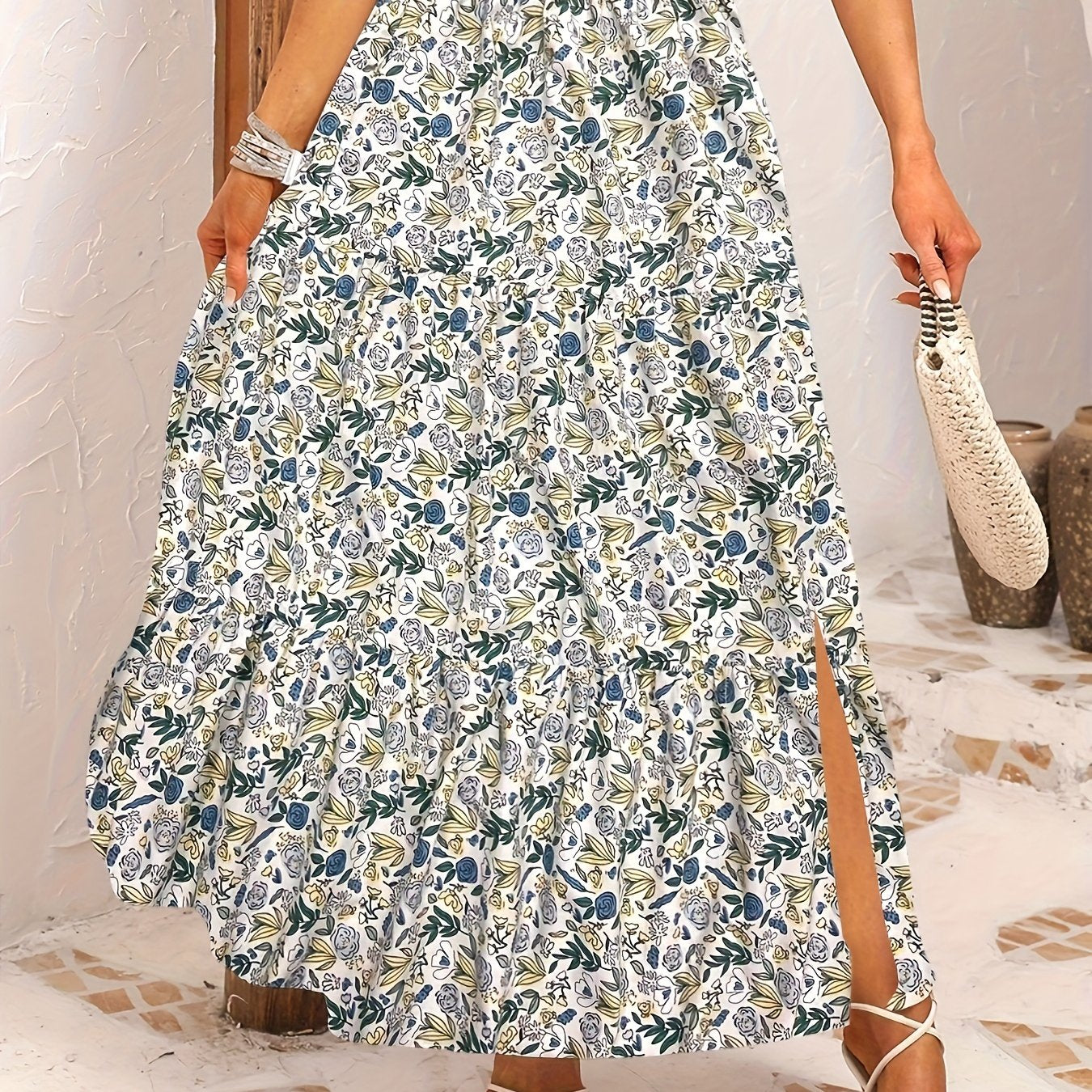 Boho Skirt Women's Floral Print A Line Skirt