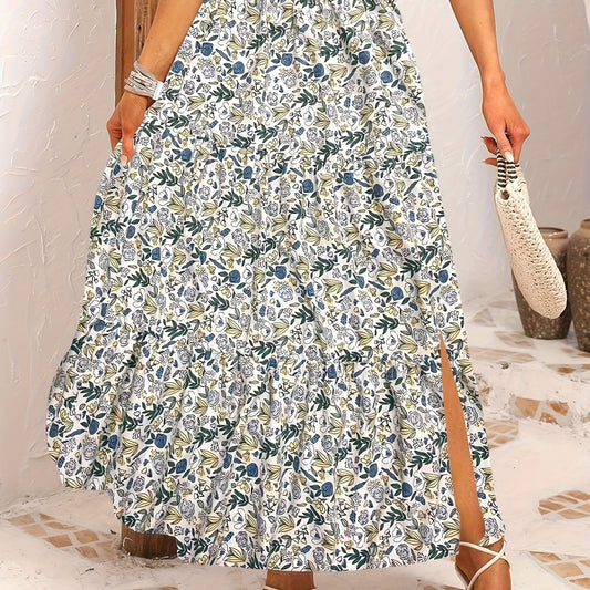 Boho Skirt Women's Floral Print A Line Skirt