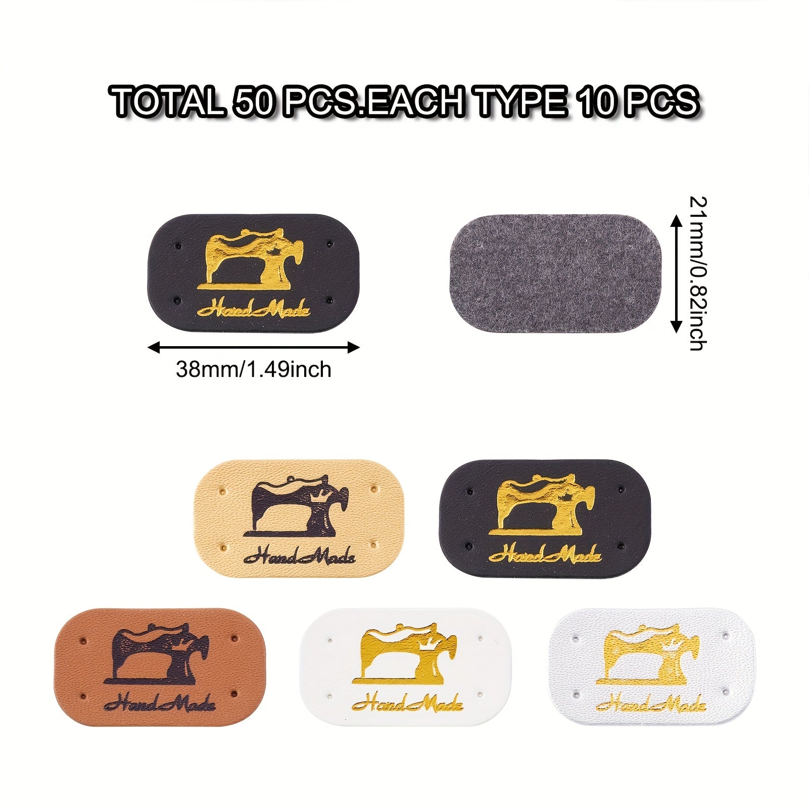 50pcs Leather Labels Sewing Labels Clothing Tags 21x38mm Embossed Mixed