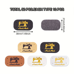 50pcs Leather Labels Sewing Labels Clothing Tags 21x38mm Embossed Mixed