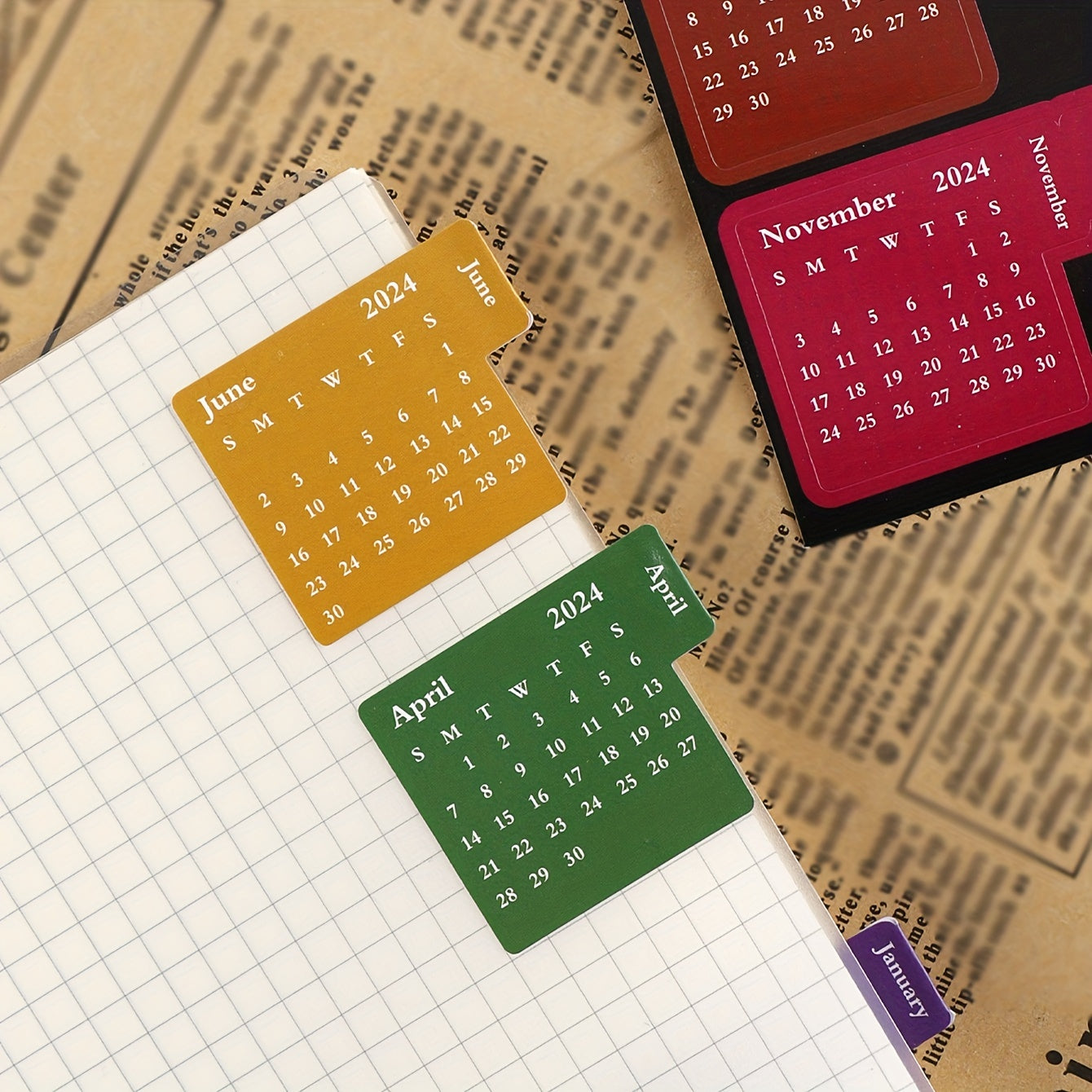 2pcs Annual Planner Sticker English Schedule Self-adhesive Notepad