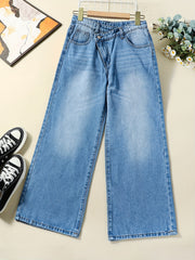 Girls Wide Leg Denim Trousers Kids Clothes