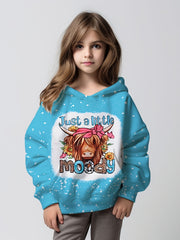 Sunflower Cow Hooded Sweatshirt Girls Long Sleeve Pullover Tops