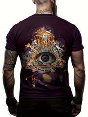 Eye And Triangle Pattern Print Men's Short Sleeve Comfy T-shirt