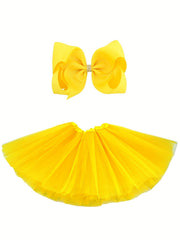 Girls Tulle Tutu Skirt & Bow Headdress Ballet Dressing Up Kid Tutu Skirt