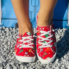 Women's Red Christmas Sneakers Non-Slip Soft Lightweight Shoes