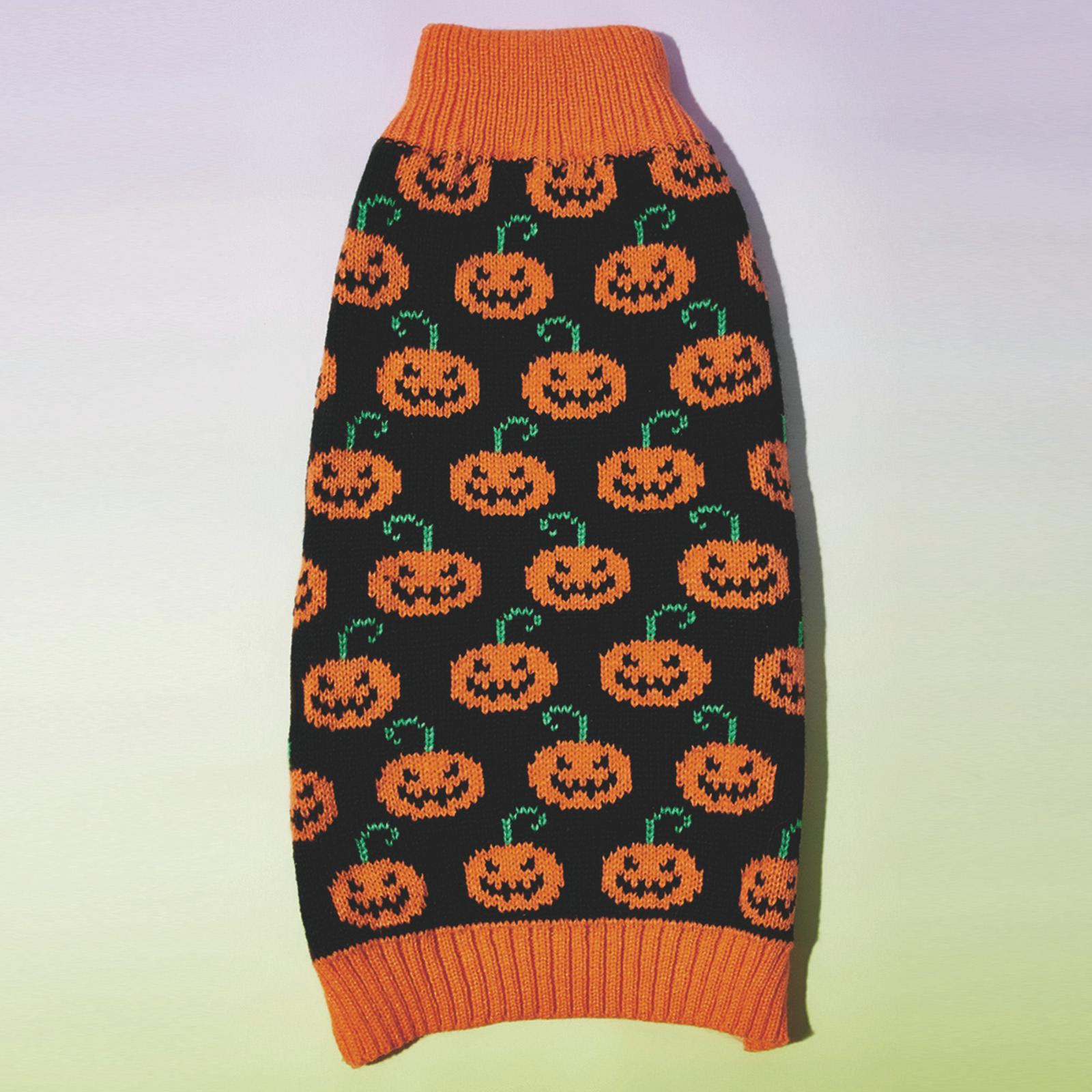 Pet Halloween Pumpkin Sweater Warm Dog Sweater For Winter