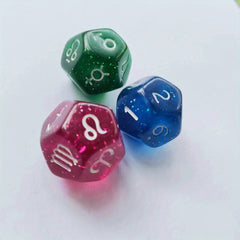 12-Sided Astrological Tarot Dice with Velvet Bag