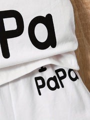 2pcs Baby Boys Casual I Love Papa Hooded Tank Top & Shorts Set Clothes