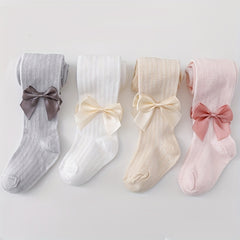 Baby Girls Tights Seamless Leggings With Bowknot Toddler Girls
