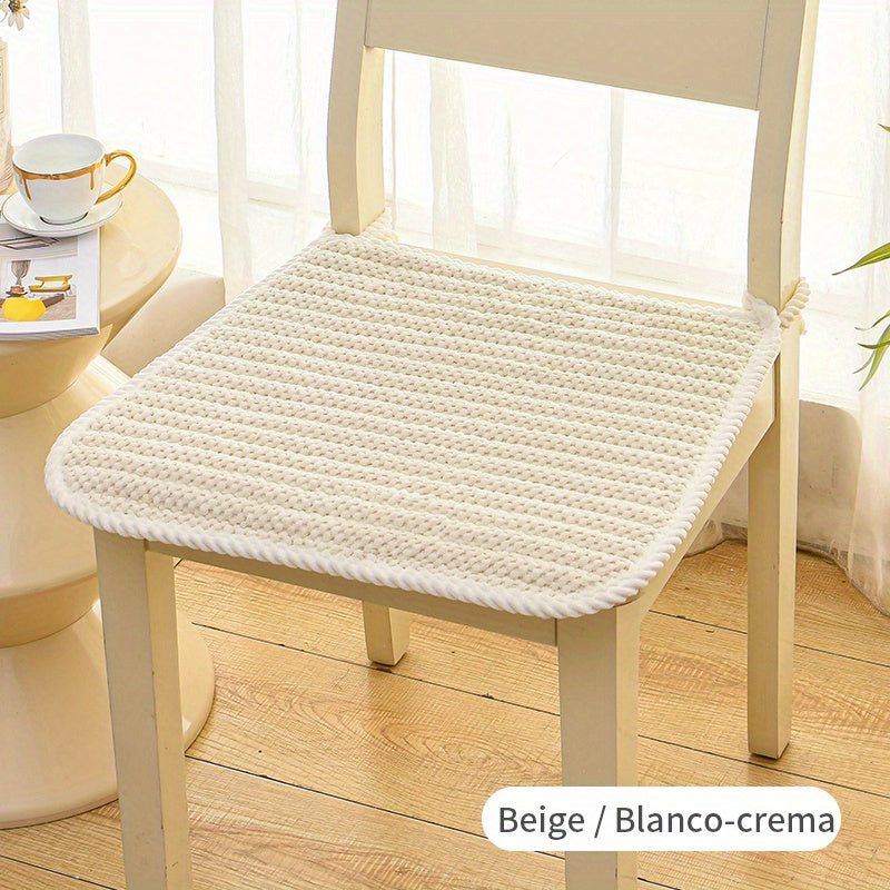 Stripe Pattern Chair Cushion Minimalist Style Four Seasons Corduroy Fabric