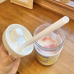 Convenient 17oz Milk Tea Cup with Straw, Plastic Beverage Juice Water Cup