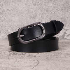 Women's Leather Belt Rectangular Pin Buckle Cowhide Belt