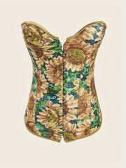 Floral Print Corset Bustier Tummy Control Body Shaper