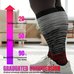 3 Pairs Plus Size Compression Socks 20-30 mmHg Knee High Support Stockings