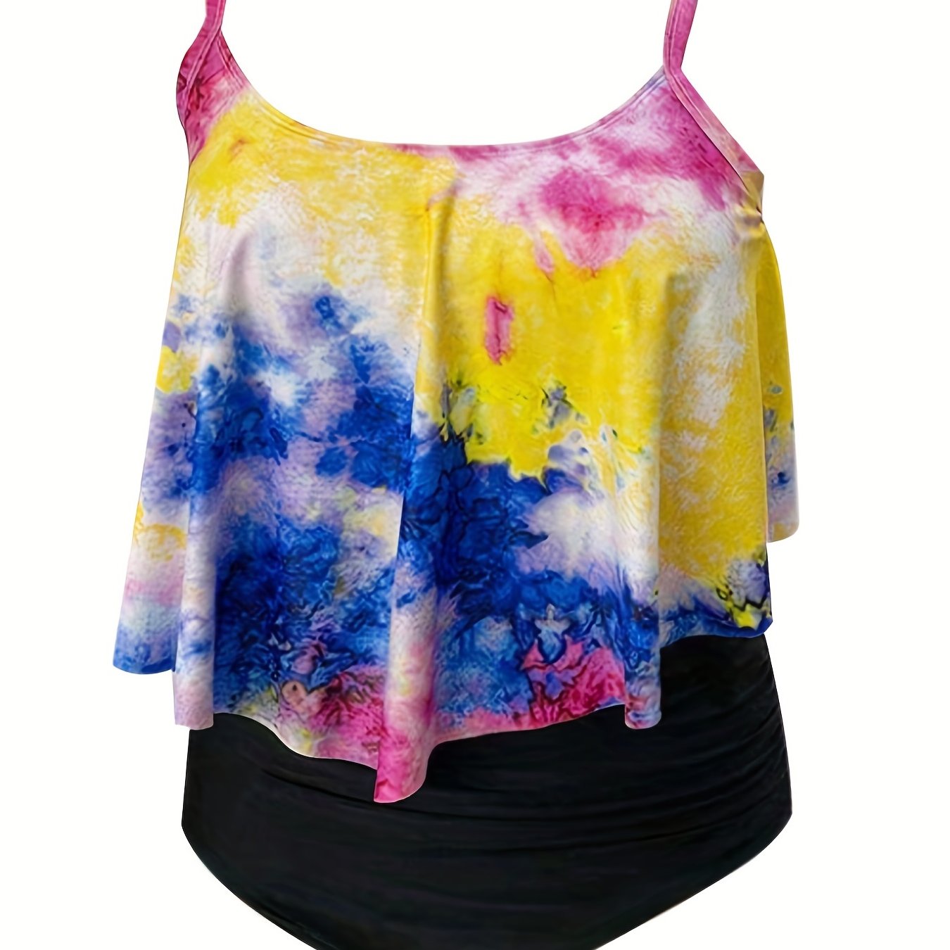 Tie Dye Halter Neck Swimsuit Set Women's Beach Swimsuit 2 Pcs Set