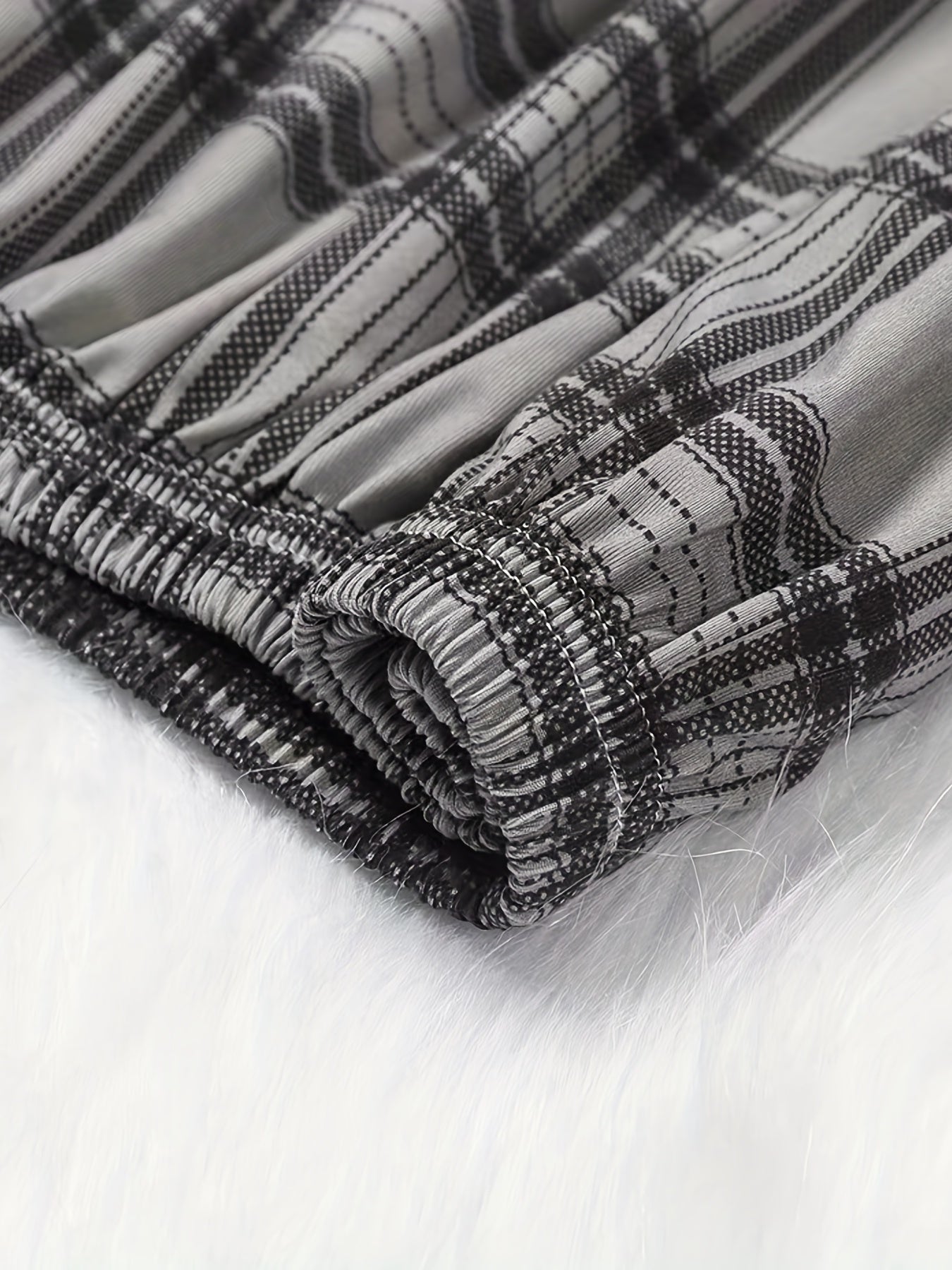 Colorblock Plaid Lounge Pants Elastic Waistband Women's Loungewear