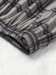 Colorblock Plaid Lounge Pants Elastic Waistband Women's Loungewear