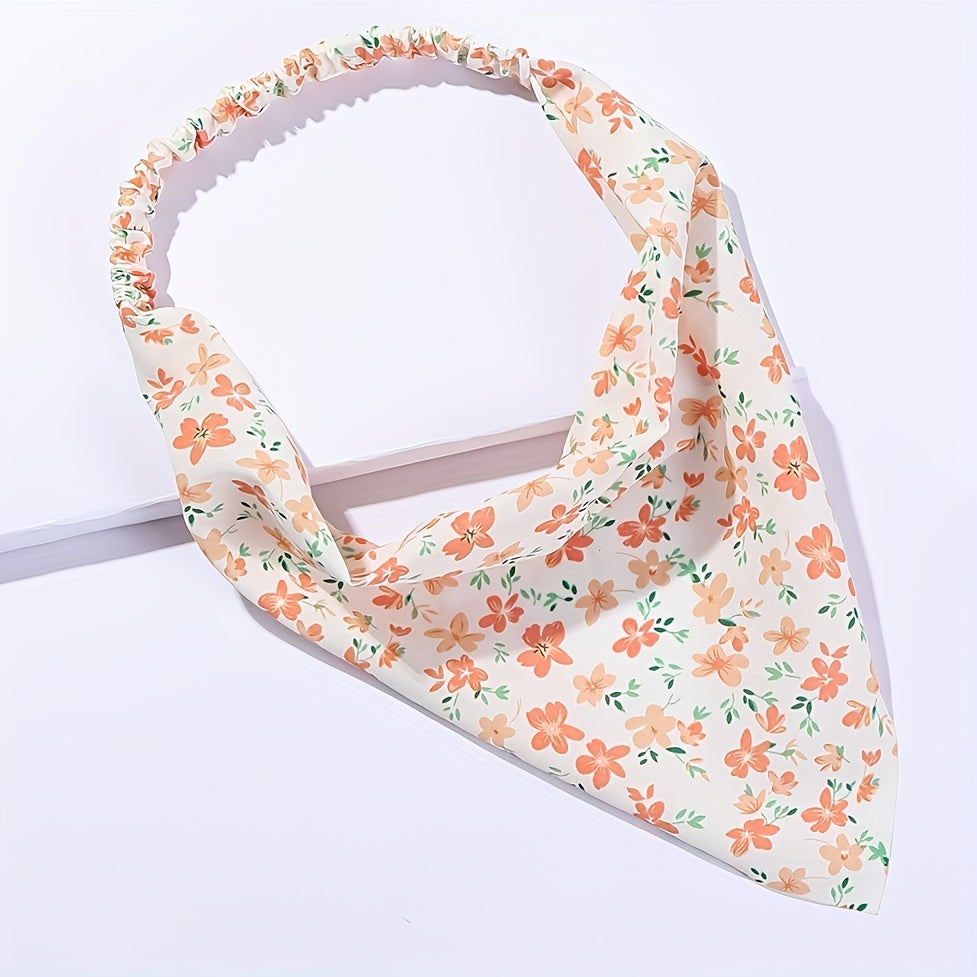 Flower Print Head Scarf Triangle Bandanas Hairband Headwrap Hair Accessories