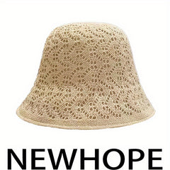 Reversible Foldable Crochet Bucket Hat Breathable Sun Hat