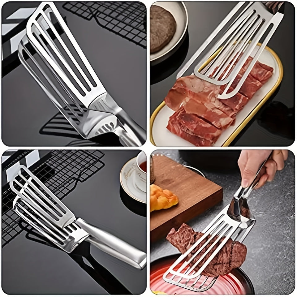 Stainless Steel Steak Clamp Grilling Tongs for Flipping Frying Food