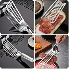 Stainless Steel Steak Clamp Grilling Tongs for Flipping Frying Food
