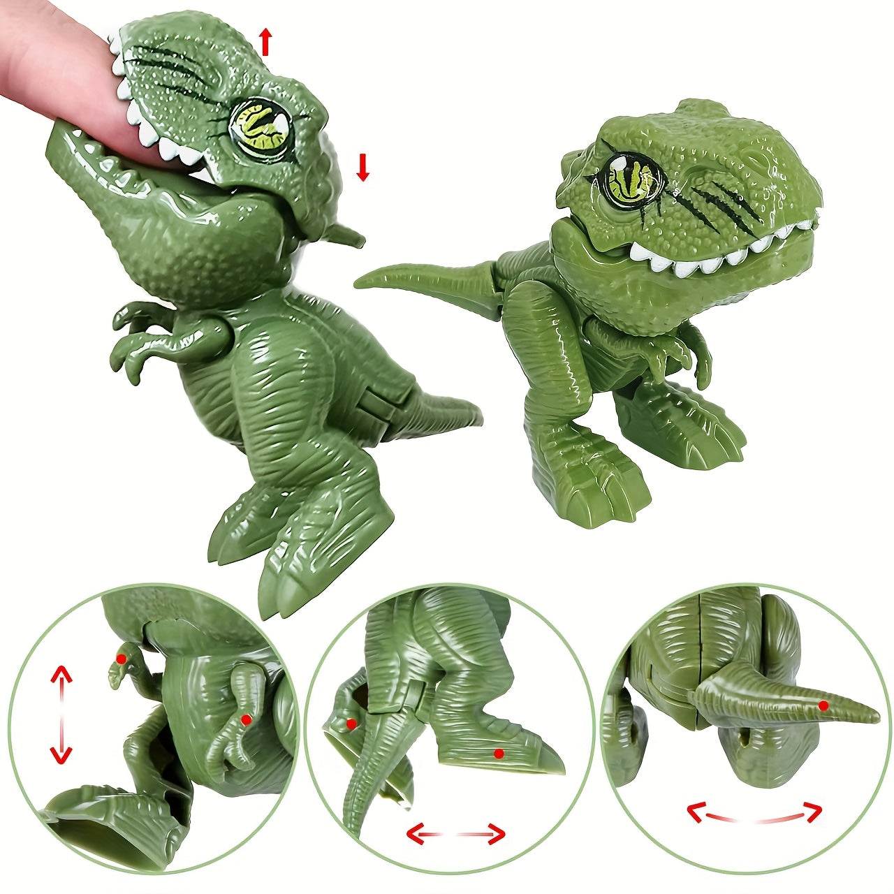 4pcs Finger Bite Dinosaur Toys Interactive Novelty Gift Gray Green