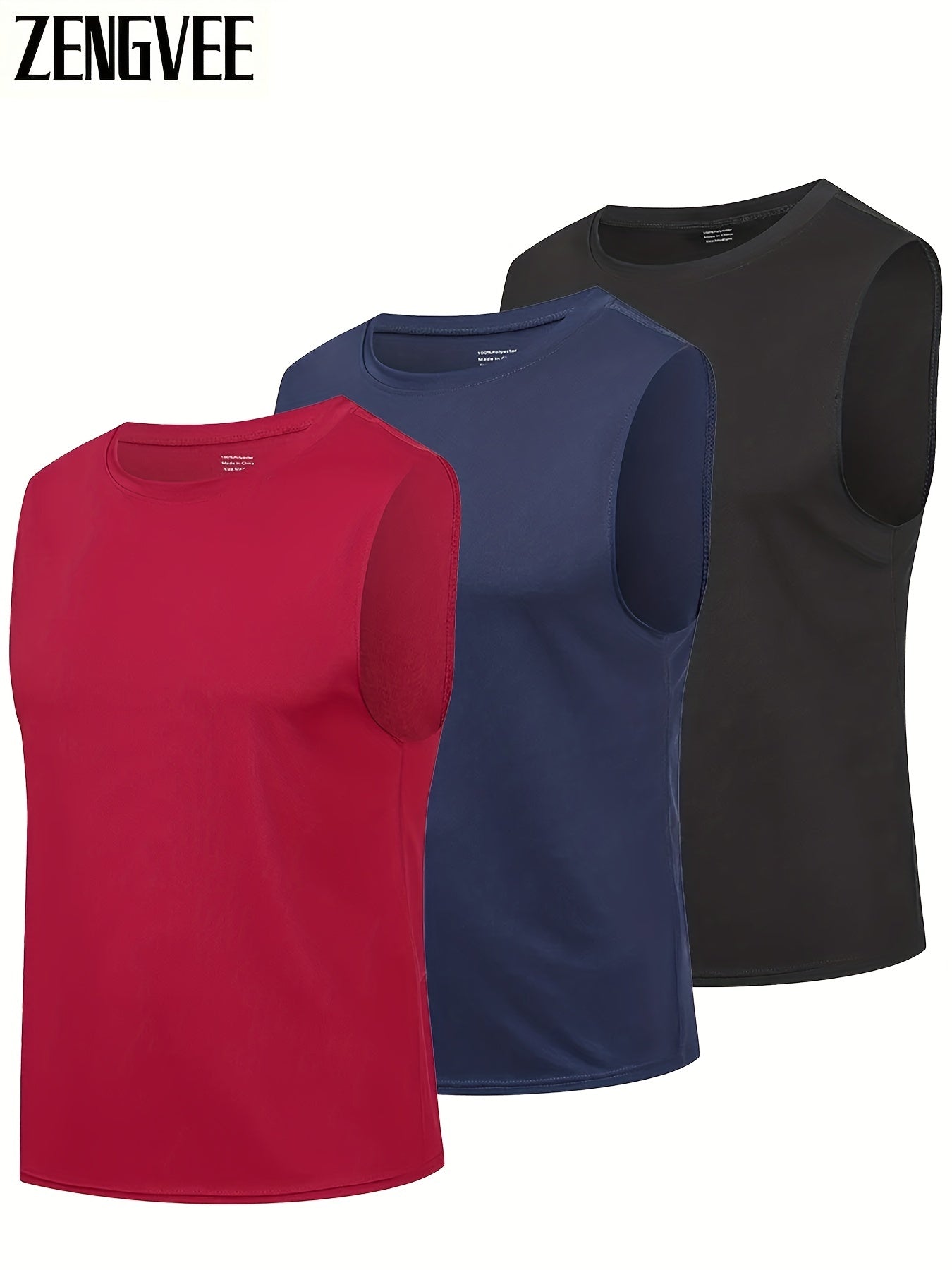 ZENGVEE Men's Solid Tank Tops Quick Dry Breathable Sleeveless Shirts