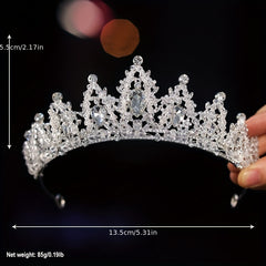 Baroque Style Crystal Headband Princess Rhinestone Crown Silvery Tiara