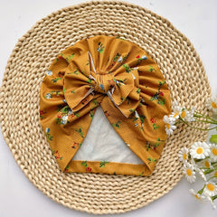 Brown Baby Headband Bow Print Hat for Newborns