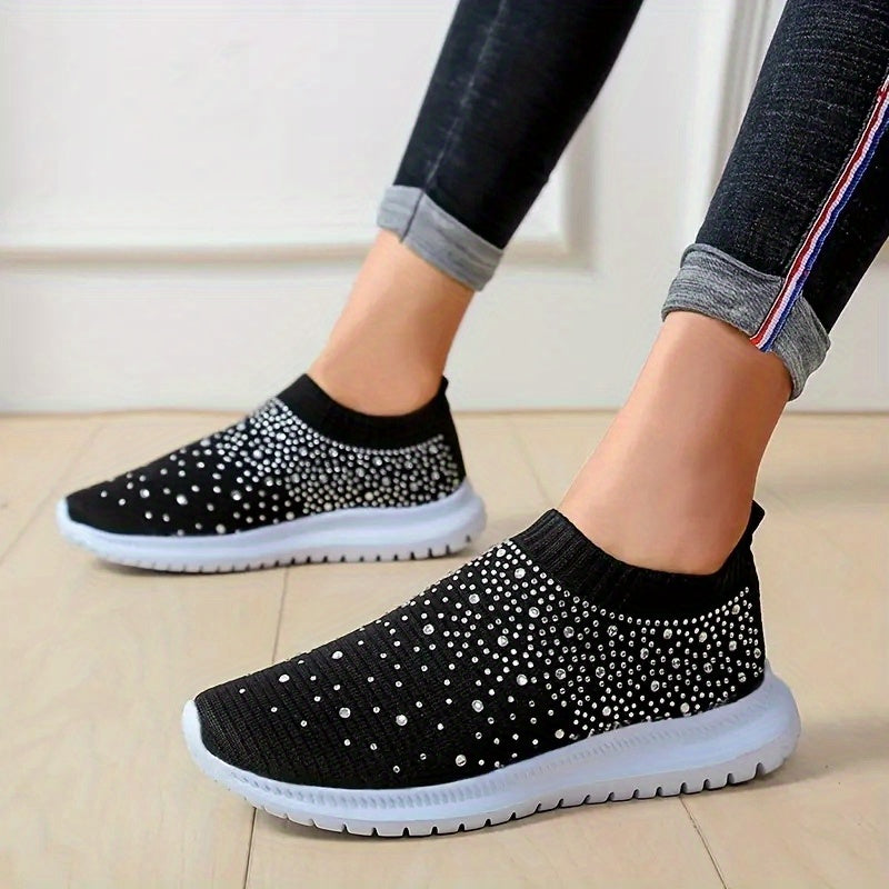 Women's Rhinestone Sock Shoes Low Top Slip On Sports Shoes