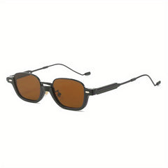 Men's Half Frame Vintage Brown Sunglasses Hip hop Anti Light Glasses