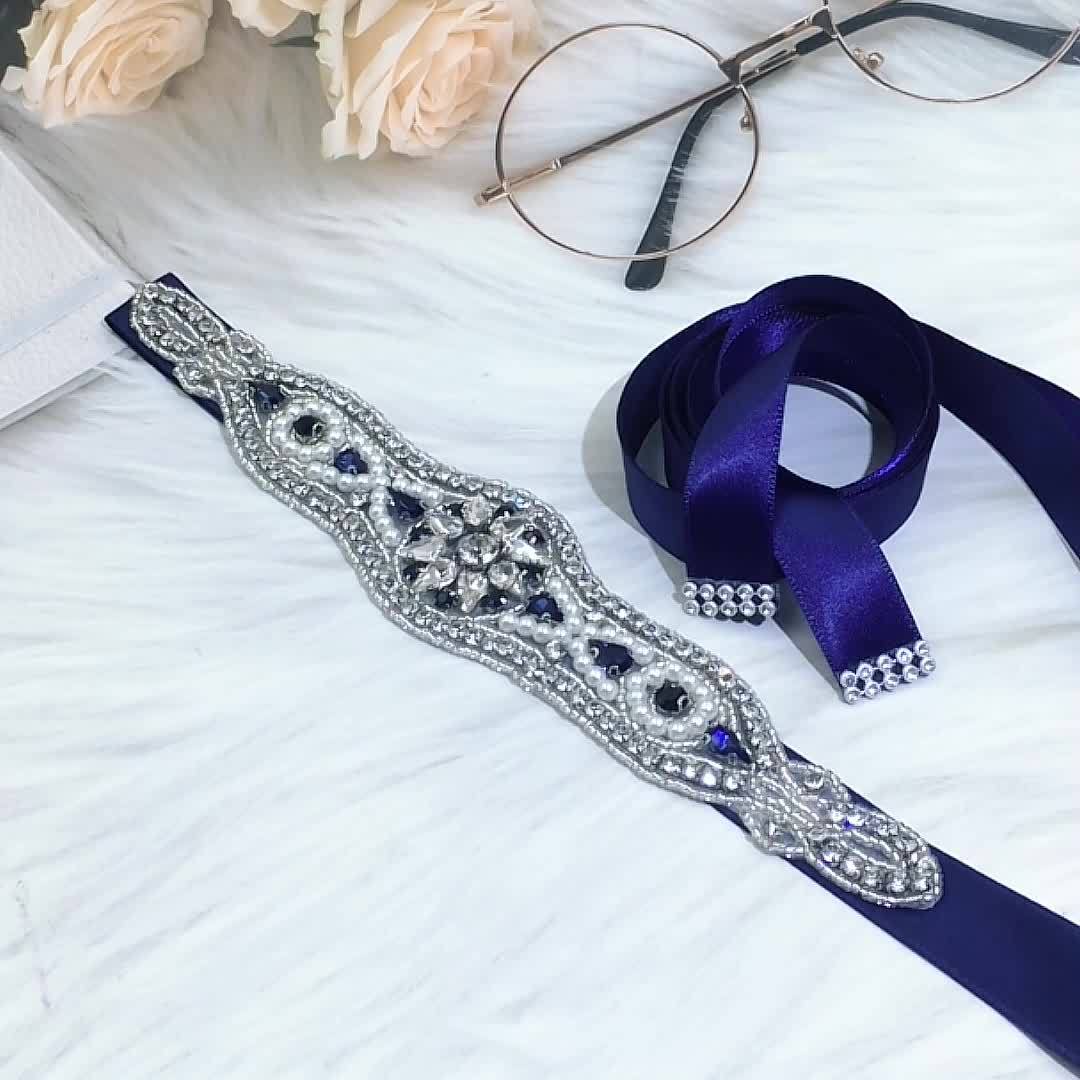 Rhinestone & Faux Pearl Bridal Sash for Parties