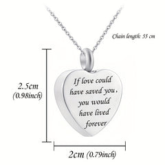 Stainless Steel Heart Pendant Cremation Urn Necklace Ashes Jewelry