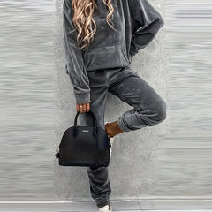 Velvet Hoodie & Joggers Two Piece Set