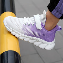 Girl's Gradient Colour Woven Knit Breathable Sneakers