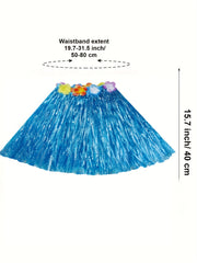 2 Sets Hawaiian Grass Hula Skirts & Leis for Women