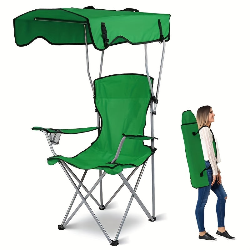 Portable Folding Armchair with Canopy for Camping and Beach