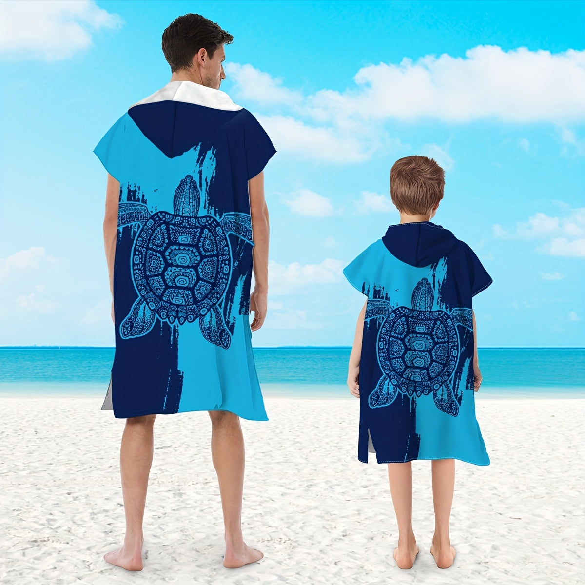 Microfiber Quick Drying Hooded Beach Bathrobe for Adults and Children