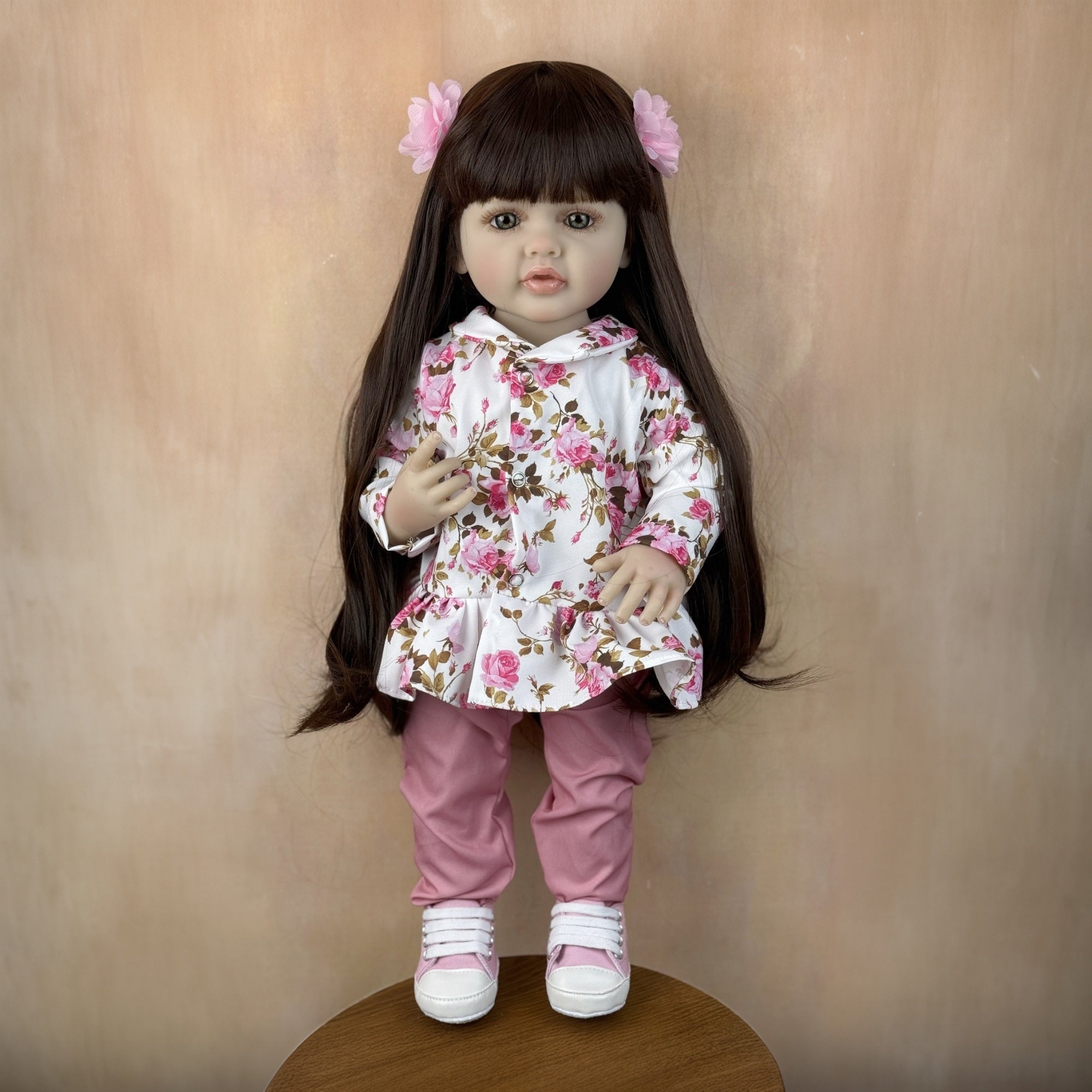 22in Full Body Reborn Baby Girl Doll Classic Princess Dress Long Hair