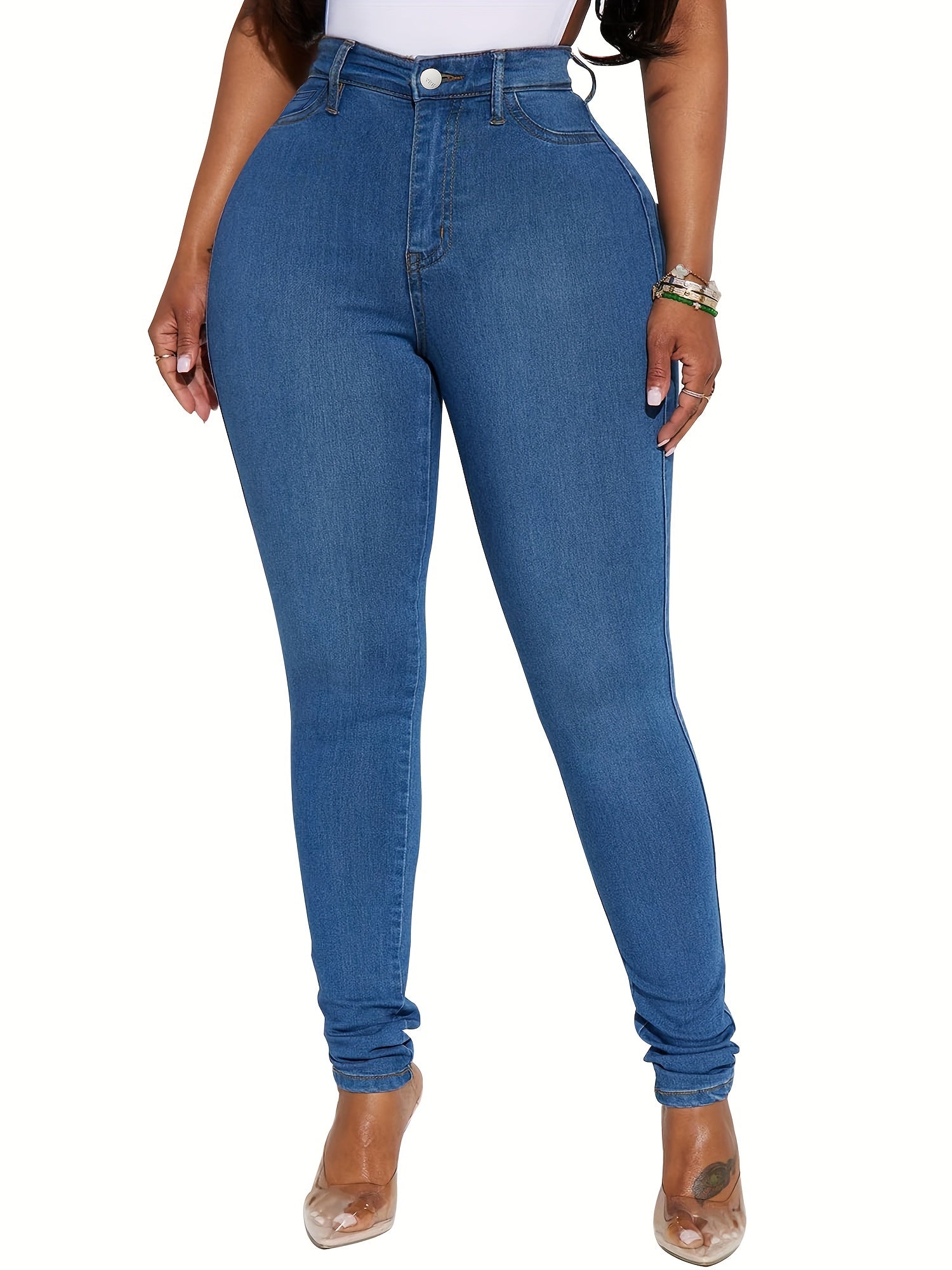 High Stretch Skinny Jeans - Button Fly High Rise