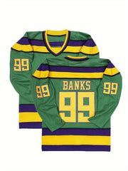 Men's 99 Ice Hockey Jersey Vintage Stripe V Neck Long Sleeve Uniform