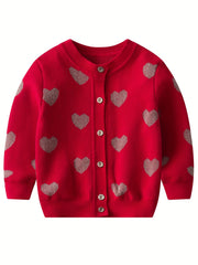 Toddler Girls' Knit Sequin Star Button Sweater