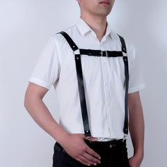 Men's Leather Novelty Suspenders Belt Adjustable Shoulder Strap
