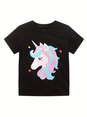 Cartoon Pony Print T Shirt for Kids - Comfy Summer Top